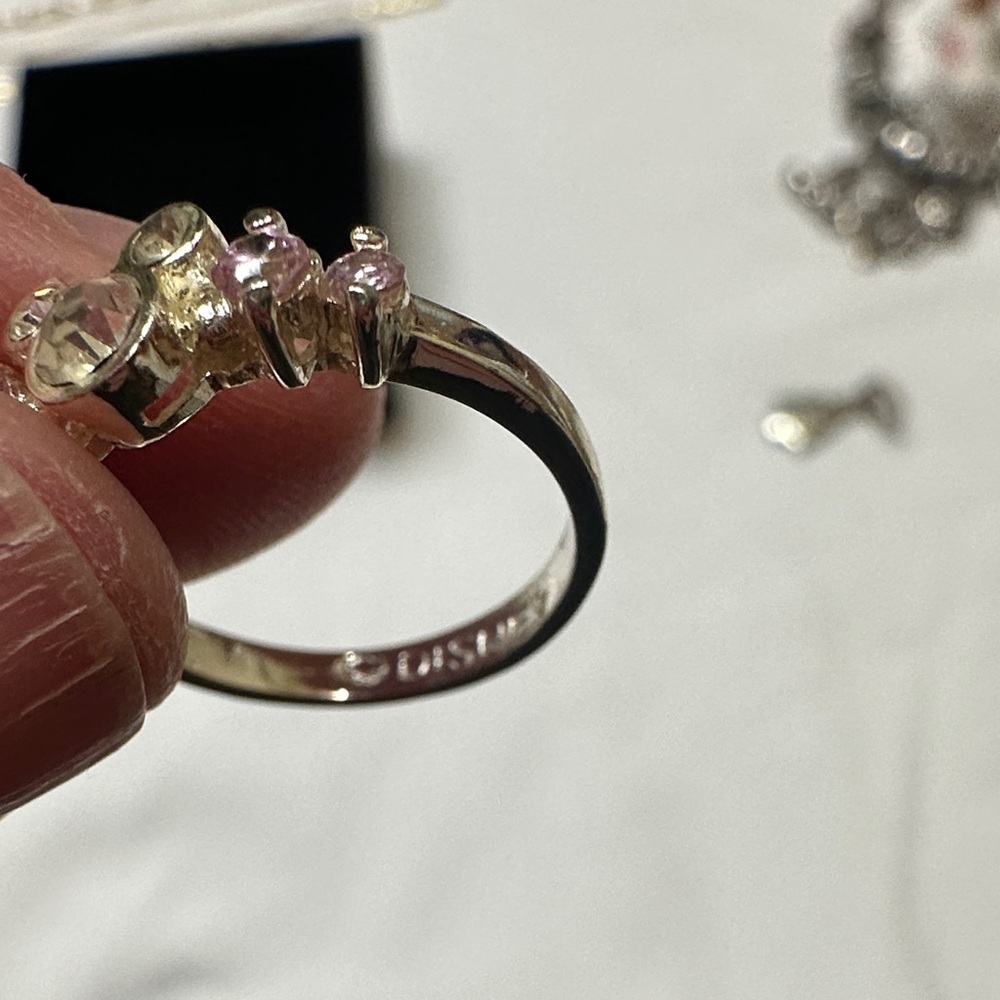 Disney 925 Silver and Pink Gemstone Ring size 6 - Picture 3 of 4